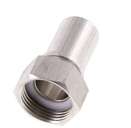 25 mm & G1'' RVS 1.4401 Slangpilaar Wartelmoer Vlakke PTFE Afdichting en Veiligheidskraag EN 14420-5 (DIN 2817)