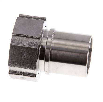 38 mm & G1-1/2'' RVS 1.4401 Slangpilaar Wartelmoer Vlakke PTFE Afdichting en Veiligheidskraag EN 14420-5 (DIN 2817)