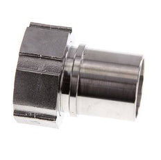 38 mm & G1-1/2'' RVS 1.4401 Slangpilaar Wartelmoer Vlakke PTFE Afdichting en Veiligheidskraag EN 14420-5 (DIN 2817)