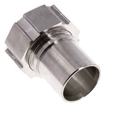 38 mm & G1-1/2'' RVS 1.4401 Slangpilaar Wartelmoer Vlakke PTFE Afdichting en Veiligheidskraag EN 14420-5 (DIN 2817)