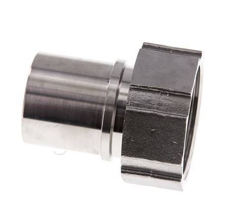 38 mm & G1-1/2'' RVS 1.4401 Slangpilaar Wartelmoer Vlakke PTFE Afdichting en Veiligheidskraag EN 14420-5 (DIN 2817)