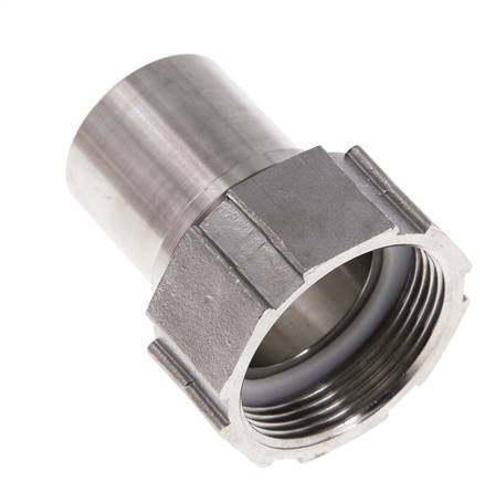 38 mm & G1-1/2'' RVS 1.4401 Slangpilaar Wartelmoer Vlakke PTFE Afdichting en Veiligheidskraag EN 14420-5 (DIN 2817)