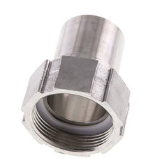 38 mm & G1-1/2'' RVS 1.4401 Slangpilaar Wartelmoer Vlakke PTFE Afdichting en Veiligheidskraag EN 14420-5 (DIN 2817)