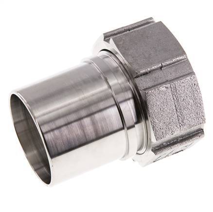 50 mm & G2'' RVS 1.4401 Slangpilaar Wartelmoer Vlakke PTFE Afdichting en Veiligheidskraag EN 14420-5 (DIN 2817)