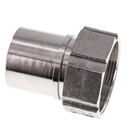 50 mm & G2'' RVS 1.4401 Slangpilaar Wartelmoer Vlakke PTFE Afdichting en Veiligheidskraag EN 14420-5 (DIN 2817)