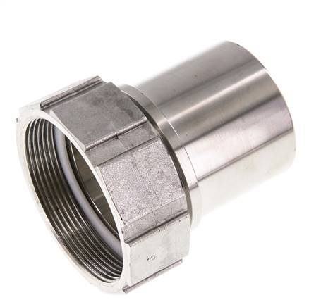 63 mm (2-1/2'') & G2-1/2'' Stainless Steel 1.4401 Hose Barb Union Nut Flat Sealing PTFE Safety collars EN 14420-5 (DIN 2817)