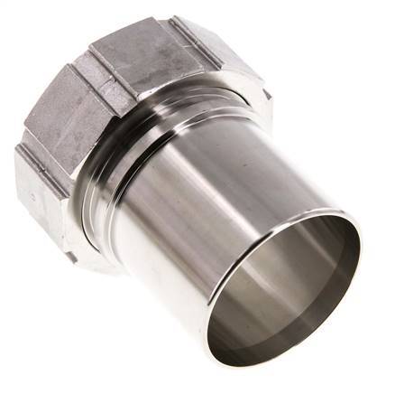 63 mm (2-1/2'') & G2-1/2'' Stainless Steel 1.4401 Hose Barb Union Nut Flat Sealing PTFE Safety collars EN 14420-5 (DIN 2817)