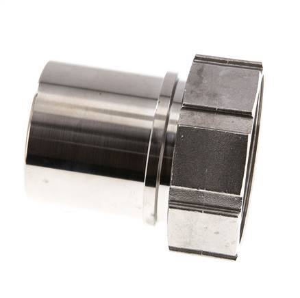 63 mm & G2-1/2'' RVS 1.4401 Slangpilaar Wartelmoer Vlakke PTFE Afdichting en Veiligheidskraag EN 14420-5 (DIN 2817)