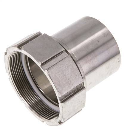 75 mm (3'') & G3'' Stainless Steel 1.4401 Hose Barb Union Nut Flat Sealing PTFE Safety collars EN 14420-5 (DIN 2817)