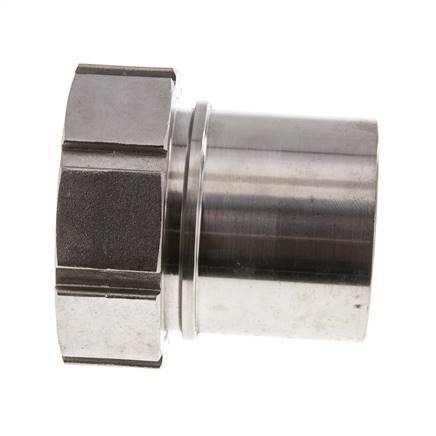 75 mm & G3'' RVS 1.4401 Slangpilaar Wartelmoer Vlakke PTFE Afdichting en Veiligheidskraag EN 14420-5 (DIN 2817)
