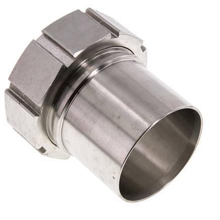 75 mm & G3'' RVS 1.4401 Slangpilaar Wartelmoer Vlakke PTFE Afdichting en Veiligheidskraag EN 14420-5 (DIN 2817)