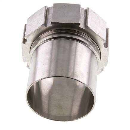 75 mm & G3'' RVS 1.4401 Slangpilaar Wartelmoer Vlakke PTFE Afdichting en Veiligheidskraag EN 14420-5 (DIN 2817)