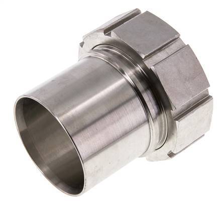 75 mm & G3'' RVS 1.4401 Slangpilaar Wartelmoer Vlakke PTFE Afdichting en Veiligheidskraag EN 14420-5 (DIN 2817)