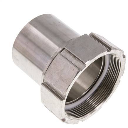 75 mm & G3'' RVS 1.4401 Slangpilaar Wartelmoer Vlakke PTFE Afdichting en Veiligheidskraag EN 14420-5 (DIN 2817)