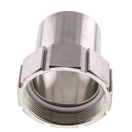 75 mm & G3'' RVS 1.4401 Slangpilaar Wartelmoer Vlakke PTFE Afdichting en Veiligheidskraag EN 14420-5 (DIN 2817)