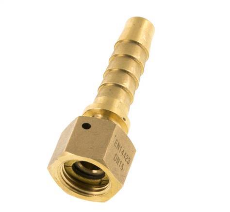 13x25 mm & G1/2'' Messing Slangpilaar met Wartelmoer DIN EN 14423 / DIN 2826