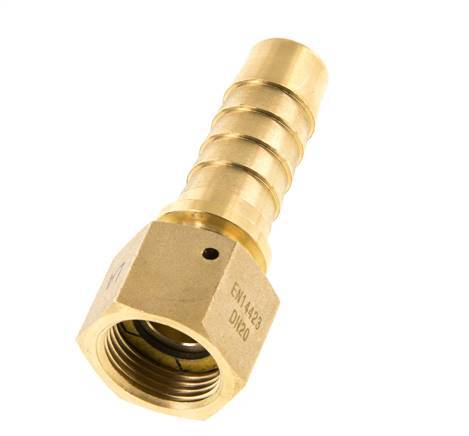 19x33 mm & G3/4'' Messing Slangpilaar met Wartelmoer DIN EN 14423 / DIN 2826