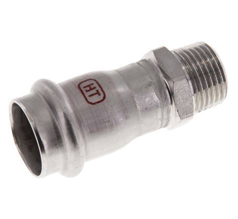 Perskoppeling - 22mm Persmof & R 1/2'' Buiseinde - RVS