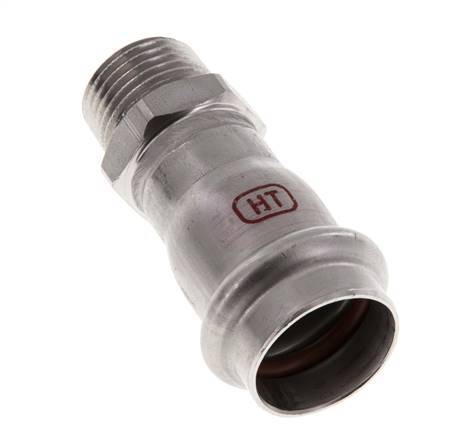 Perskoppeling - 22mm Persmof & R 1/2'' Buiseinde - RVS