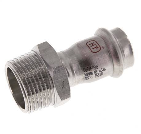 Perskoppeling - 22mm Persmof & R 1'' Buiseinde - RVS