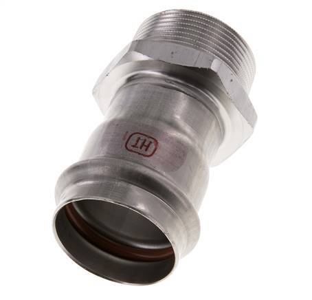 Perskoppeling - 42mm Persmof & R 1-1/2'' Buiseinde - RVS