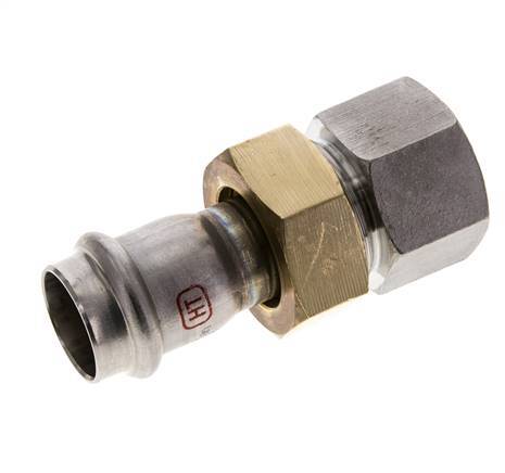 Perskoppeling wartelmoer - 22mm & Rp 1'' Persmof - RVS Vlakke Afdichting