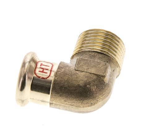 90deg Elbow Press Fitting - 15mm Female & R 1/2'' Male - Copper alloy