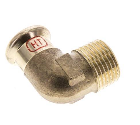 90 graden L-Perskoppeling - 15mm Persmof & R 1/2'' Buiseinde - Koperlegering