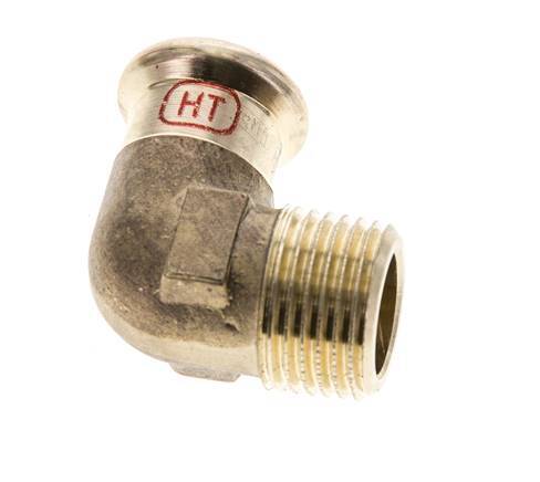 90 graden L-Perskoppeling - 15mm Persmof & R 1/2'' Buiseinde - Koperlegering
