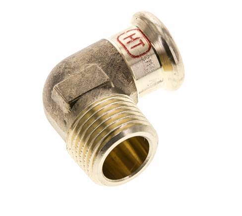90 graden L-Perskoppeling - 15mm Persmof & R 1/2'' Buiseinde - Koperlegering