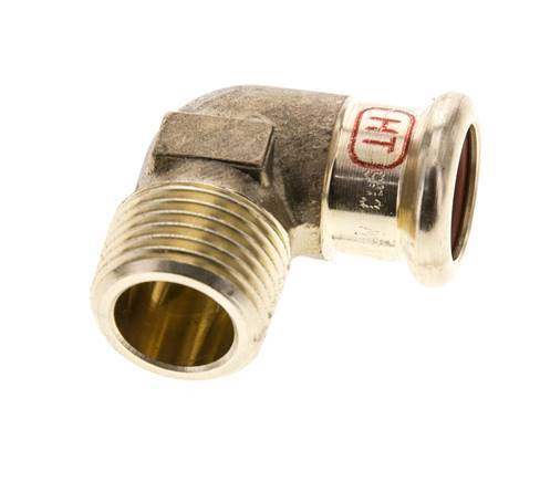 90 graden L-Perskoppeling - 15mm Persmof & R 1/2'' Buiseinde - Koperlegering