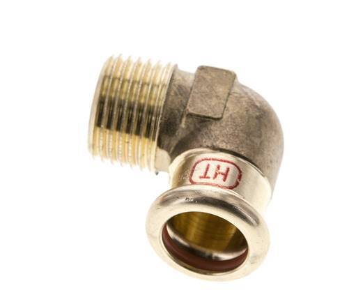 90 graden L-Perskoppeling - 15mm Persmof & R 1/2'' Buiseinde - Koperlegering
