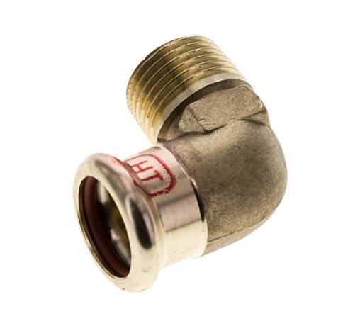 90 graden L-Perskoppeling - 18mm Persmof & R 1/2'' Buiseinde - Koperlegering