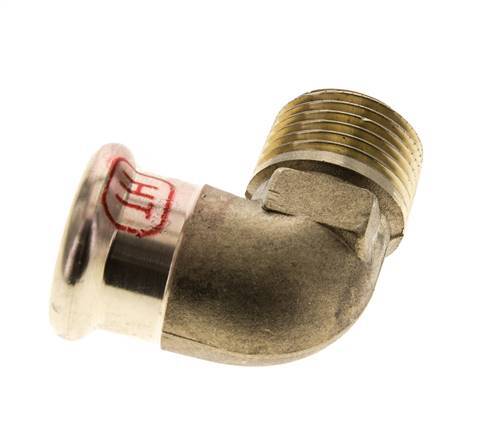 90 graden L-Perskoppeling - 18mm Persmof & R 1/2'' Buiseinde - Koperlegering