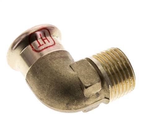 90 graden L-Perskoppeling - 18mm Persmof & R 1/2'' Buiseinde - Koperlegering