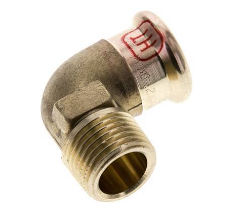 90 graden L-Perskoppeling - 18mm Persmof & R 1/2'' Buiseinde - Koperlegering