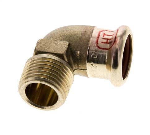 90 graden L-Perskoppeling - 18mm Persmof & R 1/2'' Buiseinde - Koperlegering