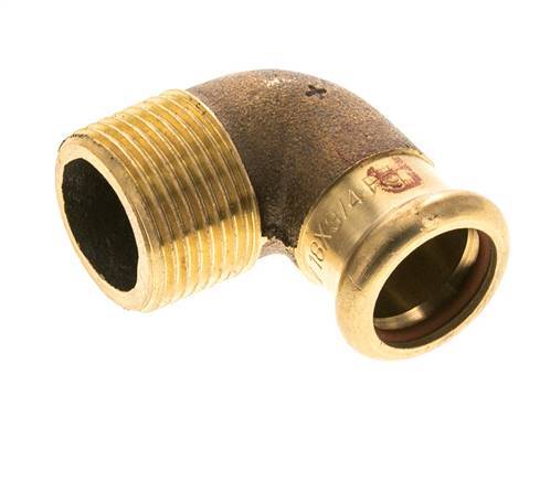 90 graden L-Perskoppeling - 18mm Persmof & R 3/4'' Buiseinde - Koperlegering