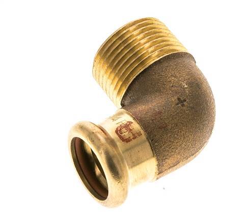 90 graden L-Perskoppeling - 18mm Persmof & R 3/4'' Buiseinde - Koperlegering