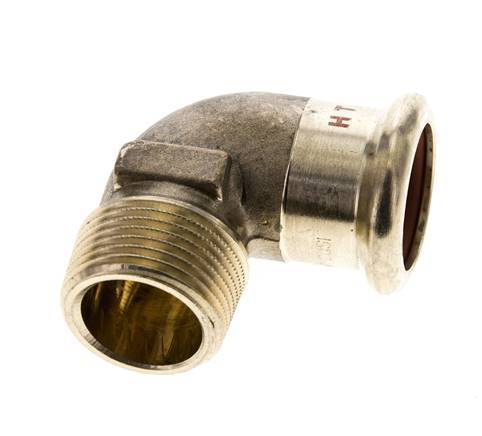 90 graden L-Perskoppeling - 22mm Persmof & R 3/4'' Buiseinde - Koperlegering