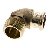 90 graden L-Perskoppeling - 22mm Persmof & R 1'' Buiseinde - Koperlegering