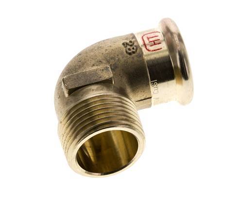 90 graden L-Perskoppeling - 28mm Persmof & R 1'' Buiseinde - Koperlegering