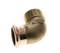 90 graden L-Perskoppeling - 28mm Persmof & R 1'' Buiseinde - Koperlegering