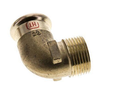 90 graden L-Perskoppeling - 28mm Persmof & R 1'' Buiseinde - Koperlegering