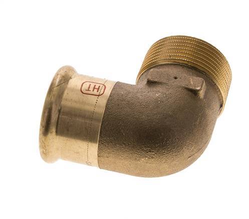 90 graden L-Perskoppeling - 35mm Persmof & R 1-1/4'' Buiseinde - Koperlegering