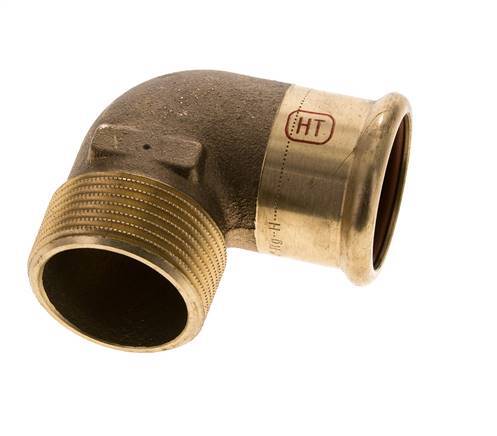 90 graden L-Perskoppeling - 35mm Persmof & R 1-1/4'' Buiseinde - Koperlegering