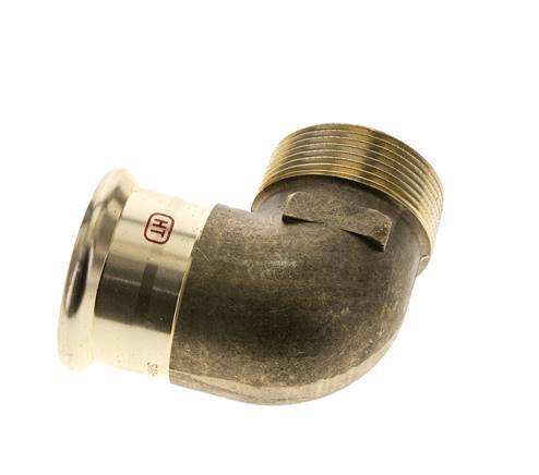 90 graden L-Perskoppeling - 42mm Persmof & R 1-1/2'' Buiseinde - Koperlegering