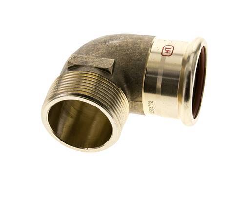 90 graden L-Perskoppeling - 42mm Persmof & R 1-1/2'' Buiseinde - Koperlegering