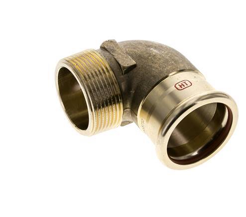 90 graden L-Perskoppeling - 42mm Persmof & R 1-1/2'' Buiseinde - Koperlegering