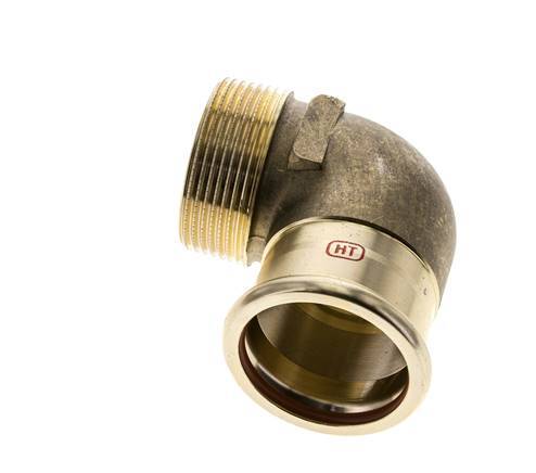 90 graden L-Perskoppeling - 42mm Persmof & R 1-1/2'' Buiseinde - Koperlegering